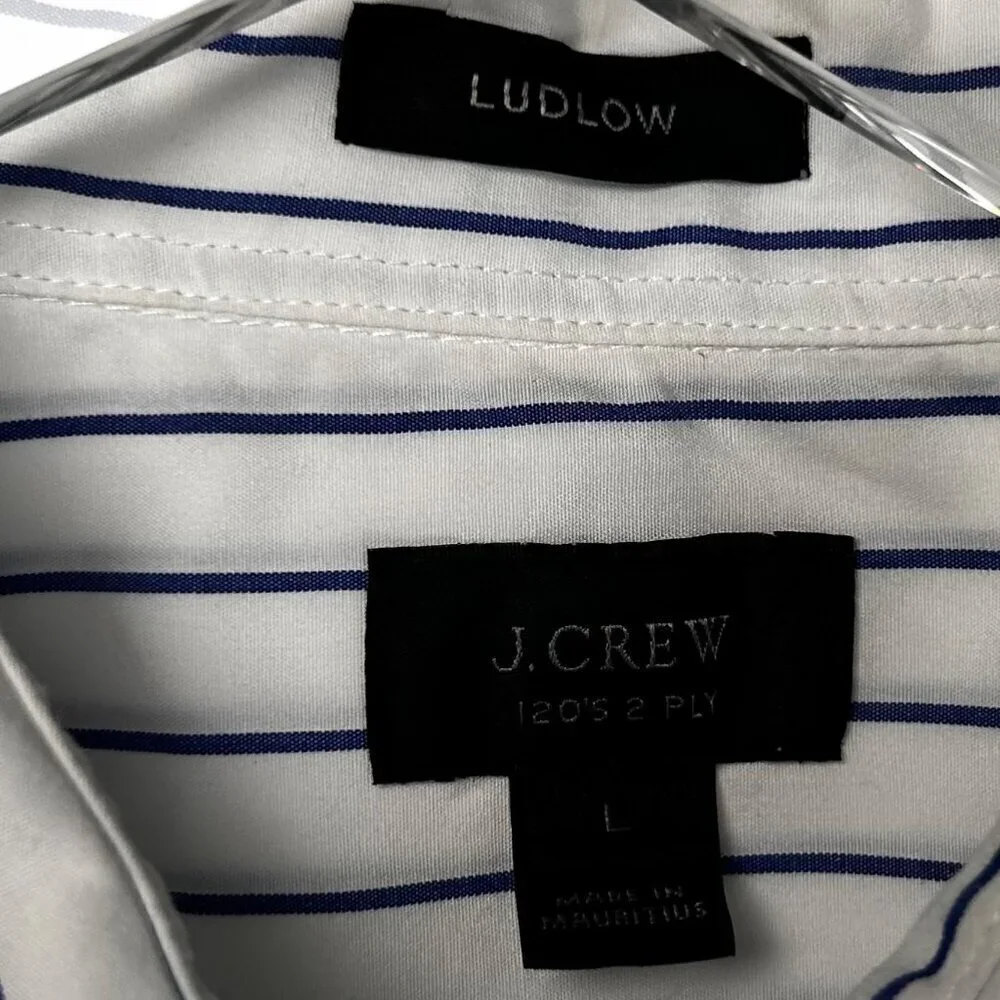 J. Crew Ludlow Premium Large Men Striped Dress Shirt Office Business